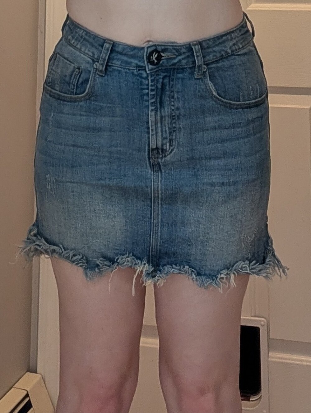 One Teaspoon Blue Distressed Mini Skirt